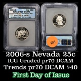 2006-s Nevada Washington Quarter 25c Graded Gem++ Proof Deep Cameo By ICG