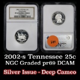 NGC 2002-s Silver Tennessee Washington Quarter 25c Graded Gem++ Proof Deep Cameo By NGC