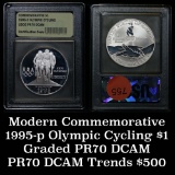 1995-P Olympics Cycling Modern Commem Dollar $1 Graded GEM++ Proof Deep Cameo By USCG
