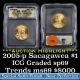 2005-p Sacagawea Golden Dollar $1 Graded Gem++ By ICG