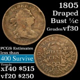 1805 Draped Bust Half Cent 1/2c Grades vf++
