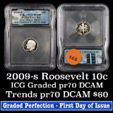 2009-s Roosevelt Dime 10c Graded Gem++ Proof Deep Cameo By ICG