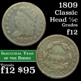 1809 Classic Head half cent 1/2c Grades f, fine