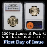 NGC 2009-p James K. Polk Presidential Dollar $1 Graded Gem By NGC
