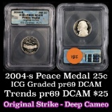 2004-s Handshake Jefferson Nickel 5c Graded Gem++ Proof Deep Cameo By ICG