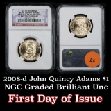 NGC 2008-d John Quincy Adams Presidential Dollar $1 Graded Gem By NGC