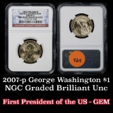 NGC 2007-p George Washington Presidential Dollar $1 Graded Gem By NGC