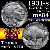 1931-s Buffalo Nickel 5c Grades Choice Unc
