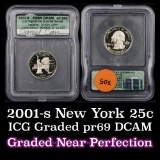 2001-s New York Washington Quarter 25c Graded Gem++ Proof Deep Cameo By ICG