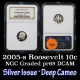 NGC 2005-s Silver Roosevelt Dime 10c Graded Gem++ Proof Deep Cameo By NGC