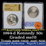 1994-d Kennedy Half Dollar 50c Graded Gem++ Unc By SGS