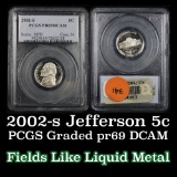 PCGS 2002-s Jefferson Nickel 5c Graded Gem++ Proof Deep Cameo By PCGS