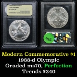 1988-d Olympics Modern Commem Dollar $1 Graded GEM++, Perfection By USCG