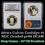 NGC 2014-s Calvin Coolidge Presidential Dollar $1 Graded Gem++ Proof Deep Cameo By NGC
