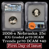 2006-s Nebraska Washington Quarter 25c Graded Gem++ Proof Deep Cameo By ICG