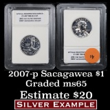 2007-p Silver Sacagawea Golden Dollar $1 Enriched Silver