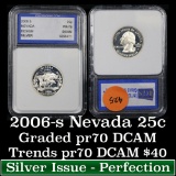 2006-s Silver Nevada Washington Quarter 25c Graded Gem++ Proof Deep Cameo By IGS