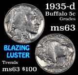 1935-d Buffalo Nickel 5c Grades Select Unc