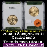 2005-p Sacagawea Dollar $1 Graded Gem++ Unc By HCGS