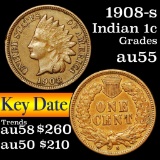 1908-s Indian Cent 1c Grades Choice AU