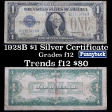 1928B $1 Blue Seal Silver Certificate Sigs Woods/Mills Grades f, fine
