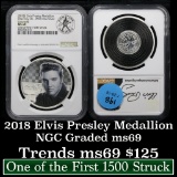 NGC 2018 Elvis Presley Medallion One Troy Oz .999 Fine Silver Graded ms69 by NGC