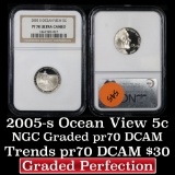 NGC 2005-s Ocean View Jefferson Nickel 5c Graded Gem++ Proof Deep Cameo By NGC