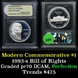 1993-s Bill of Rights Modern Commem Dollar $1 Graded GEM++ Proof Deep Cameo By USCG
