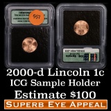 Sample Slab 2000 Lincoln Cent 1c Graded Gem By ICG
