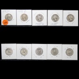 Set of 5 Early Date Silver Washington Quarters