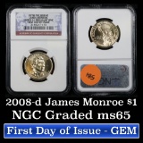 NGC 2008-d James Monroe Presidential Dollar $1 Graded Gem By NGC