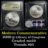 2000-p Library of Congress Commemorative Silver Dollar Graded GEM++