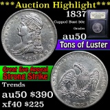 ***Auction Highlight*** 1837 Capped Bust Half Dollar 50c Graded AU, Almost Unc by USCG (fc)