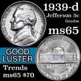 1939-d Jefferson Nickel 5c Grades GEM Unc