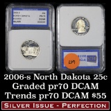 2006-s Silver North Dakota Washington Quarter 25c Graded Gem++ Proof Deep Cameo By IGS