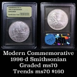 1996-d Smithsonian Institution Modern Commem Dollar $1 Graded GEM++, Perfection By USCG