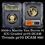 2008-s Martin Van Buren Presidential Dollar $1 Graded Gem++ Proof Deep Cameo By ICG