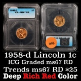1985-d Lincoln Cent 1c Graded Gem++ RD By ICG