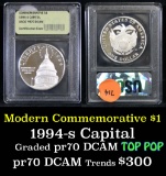 1994-S Capitol Modern Commem Dollar $1 Graded GEM++ Proof Deep Cameo By USCG