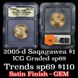 2005-d Sacagawea Dollar $1 Graded Gem By ICG