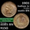 1901 Indian Cent 1c Grades GEM Unc BN