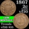 1867 Two Cent Piece 2c Grades vf, very fine