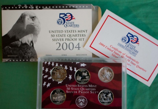2004 United States Quarters Proof Set - 5 pc set Silver Quarter Proof Set