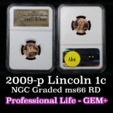 NGC 2009-p Professional Life Lincoln Cent 1c Graded ms66 rd By NGC