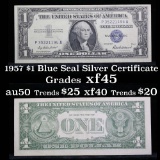 1957 $1 Blue Seal Silver Certificate Grades xf+