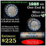 Full roll of Buffalo Nickels, 1925 on one end & a 'd' Mint reverse on other end (fc)