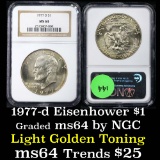 NGC 1977-d Eisenhower Dollar $1 Graded ms64 By NGC