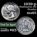 1939-p Washington Quarter 25c Grades GEM Unc