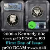 2009-s Kennedy Half Dollar 50c Graded pr70 dcam By ICG