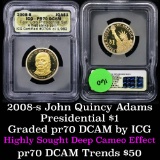 2008-s John Quincy Adams Presidential Dollar $1 Graded pr70 dcam By ICG